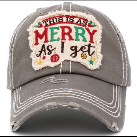 “THIS IS AS MERRY AS I GET” WASHED VINTAGE BALLCAP - Picture 8 of 10